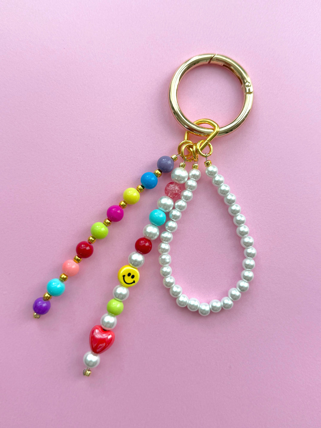 Beaded Smiley Face Key Chain